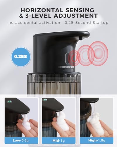 Automatic Foaming Soap Dispenser Touchless, USB Rechargeable Soap Dispenser | Adjustable Foam Levels, 10oz/300mL Hands Free Sensor, Waterproof, Wall Mounted or Countertop for Bathroom & Kitchen - color: Black, style: Foam