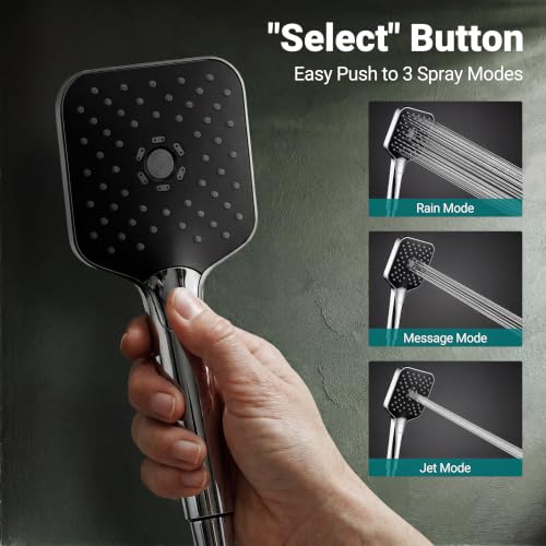 12" XXL Rainfall Shower Head with Handheld Combo, Chrome Polished | High Pressure, Magnetic Docking, Air-Infusion Tech, Anti-Leak One-Piece Design, Dual Square Showerhead - color: Chrome Polished