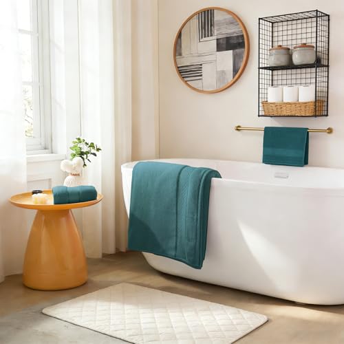 COZYART Bath Towel Set 6 PCS, Luxury 100% Turkish Cotton 650GSM Ultra Soft | Absorbent Quick Dry, OEKO‑Tex 100 Cert. Zero Twist Ring Spun Cotton, Plush Fluffy, Breathable Hotel Quality Bathroom Towels - color: Teal