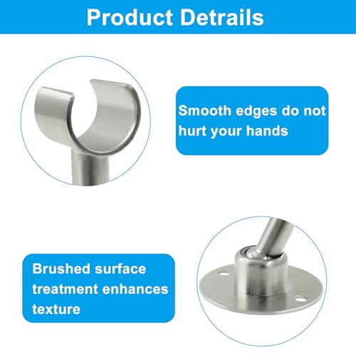 Shower Head Holder, Stainless Steel, Silver | Handheld Shower Head Bracket, Adjustable, Wall Mount