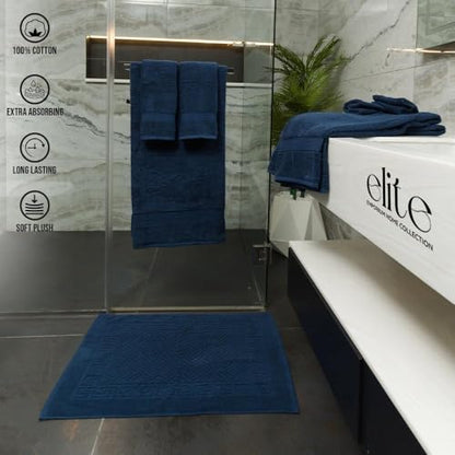 ELITE Emporium Home Collection 8-Piece Cotton Bath Towel Set - Ultra Soft, 550 GSM, Quick-Dry - Bath Sheet, Bath Towels, Hand Towels, Washcloths, Bath Mat - Luxury Bathroom Towel Set (Navy Blue) - color: Navy Blue