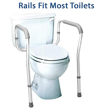 Carex Toilet Safety Rails, Adjustable and Detachable Toilet Safety Frame with Handles for Elderly, Handicap, or Disabled, Heavy-Duty Non-Slip Bathroom Grab Bar, with Padded Handles and Aluminum Frame