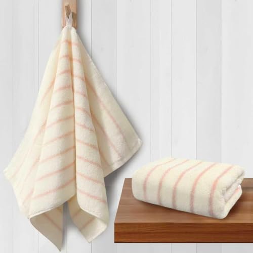 VOOVA & MOVAS Pink Bathroom Hand Towels 2 Pack, 100% Cotton, 13x28 in | Designed for Bathroom & Kitchen Use, Hanging Loop, 420GSM Weight, Ultra Absorbent, Soft & Durable - color: Pink Stripe
