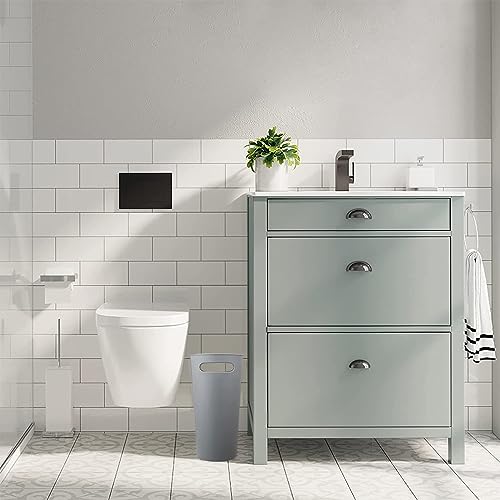 2 Pack Slim Waste Basket 3.2 Gallon/12 L Office Trash Can Narrow Garbage Container Bin with Handles, Small Narrow Trash Can for Office, Home and Narrow Spaces, Grey - color: Grey