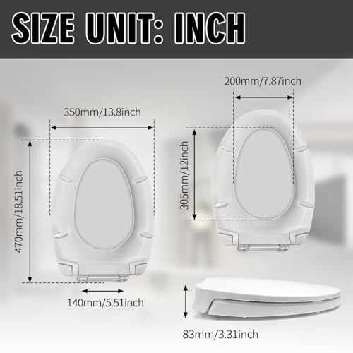 SS113/SS114 Toilet Seat Replacement Compatible with TOTO,Elongated Toilet Seat Soft Close,Traditional Toilet Seat Replacement,Toilet Lid Slow Close Quiet No Slam, Heavy Duty Elongated Toilet, White