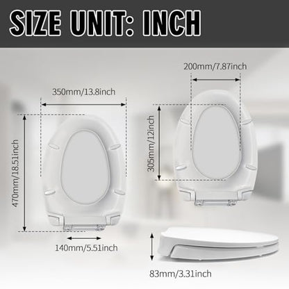 SS113/SS114 Toilet Seat Replacement Compatible with TOTO,Elongated Toilet Seat Soft Close,Traditional Toilet Seat Replacement,Toilet Lid Slow Close Quiet No Slam, Heavy Duty Elongated Toilet, White