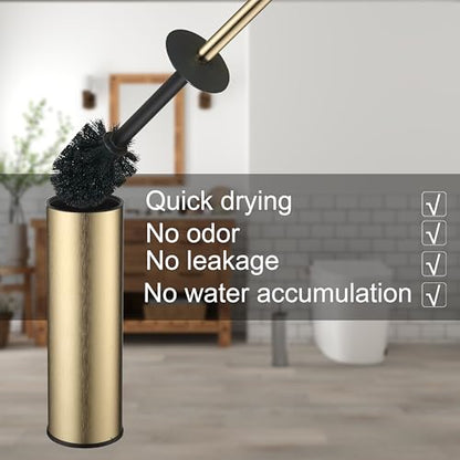 Toilet Brush and Holder Set Premium Material Toilet Bowl Cleaner Free Standing Toilet Bowl Brush and Holder Gold - color: Gold