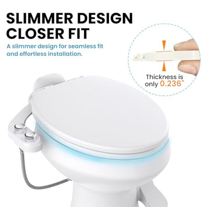 RV Bidet Toilet Seat Attachment, Support for SEAFLO, RV Bidet for Camper Toilet with Dual Nozzles, Self/Rear/Front Cleaning, Non-Electric, Adjustable Water Pressure, Fresh Water - color: Chrome Knob