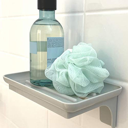 Wonder Shelf - Small Plastic Self Adhesive Wall Mount Bathroom Shelf - Fits Over Toilet Paper Holder - Designed for Smartphone and Flushable Baby Wipes (1, Grey with Holes) - color: Grey