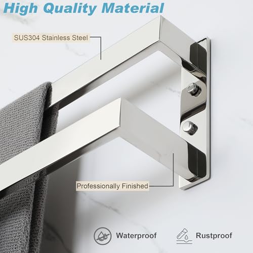 Alise Double Towel Bar, 32" Double Towel Racks for Bathroom,Polished Chrome | Bathroom Towel Rack Wall Mounted, 3.54" Wide Faster Drying, Ladder Design, SUS304 Stainless Steel - color: Polished Chrome, size: 32-inch