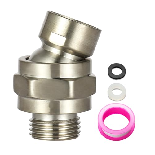 OFFO Shower Head Swivel Ball Adapter, Brushed Nickel All Metal Adjustable Shower Arm Extension Connector Universal Showering Component Solid Brass - color: Brushed Nickel
