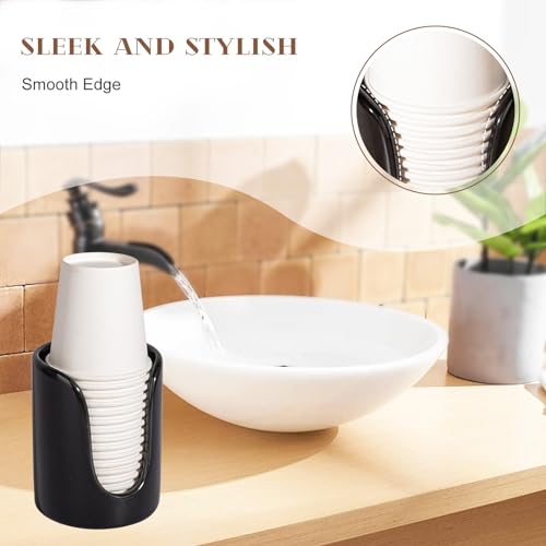 Ceramic Bathroom Cup Dispenser, Fits 3–4 Oz Cups, 1 Pack, Black | Small Countertop Cup Holder for Mouthwash & Rinsing – Non-Slip Base, Easy-Access Design, Kitchen & Bathroom Ready - color: Black, size: 1 Pack