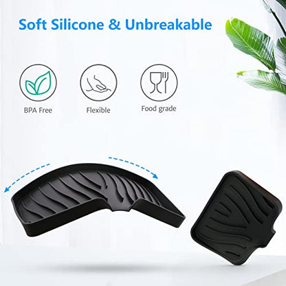 3-Pack Silicone Soap Dish, Sponge Holder for Sink, Kitchen Soap Tray, Bathroom Soap Holder, Sponge Tray with Drain (Black) - color: Black Style B