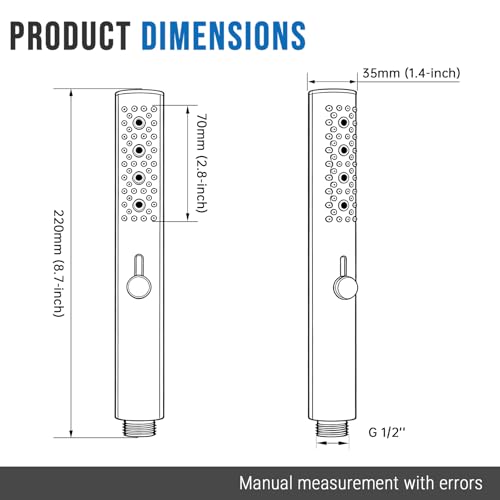 G-Promise All Metal Round 3 Function Handheld Shower Head(Chrome) | All Metal Construction, 3 Function Modes with Massage, Modern Look, Push Switch, Easy Installation - color: Chrome, style: Round