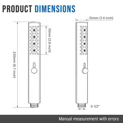 G-Promise All Metal Round 3 Function Handheld Shower Head(Chrome) | All Metal Construction, 3 Function Modes with Massage, Modern Look, Push Switch, Easy Installation - color: Chrome, style: Round