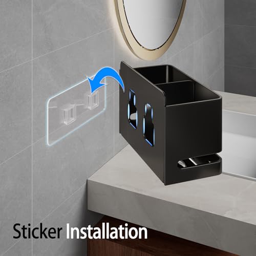 Electric Toothbrush Holder, Wall Toothbrush Holder Bathroom，2 Slot | Made of aluminum; no drilling ; suitable for use in bathrooms, kitchens, and studies. - size: Double slot