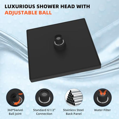 Hibbent cUPC Certified Thick Metal 6'' Rain Shower Head, Oil Rubbed Bronze | High Pressure Shower Head, Bathroom Waterfall Shower Heads, High Flow Fixed Showerheads with Adjustable Brass Ball Joint - color: Oil Rubbed Bronze, style: Square 6''