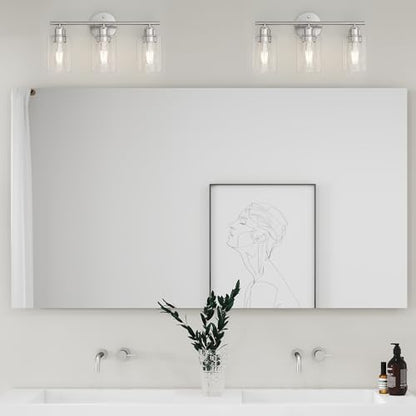 Bathroom Vanity Light Fixtures Brushed Nickel, 3 Lights Bathroom Over Mirror, UL Certified, Modern Wall Lighting Fixtures with Glass Shade, E26 Socket - color: Brushed Nickel, size: 3 Lights