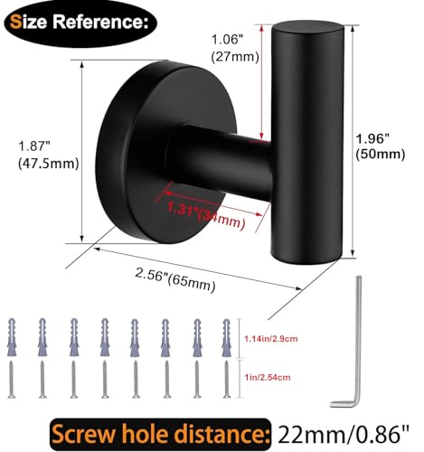 Nolimas Towel Coat Hook Matte Black, SUS304 Stainless Steel Bathroom Clothes Cabinet Closet Sponges Robe Hook Wall Mounted Round Kitchen Heavy Duty Door Hanger 4 Packs - color: 4pcs Matte Black