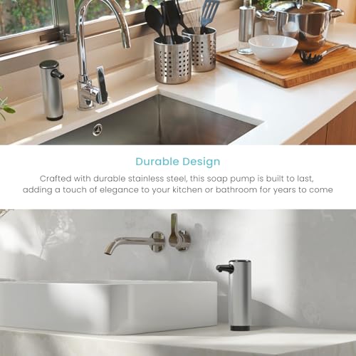 Home Zone Living Foaming Hand Soap Dispenser | Stainless Steel Outer Cover, Refillable Pump for Kitchen and Bathroom Sinks, Silver - color: Silver