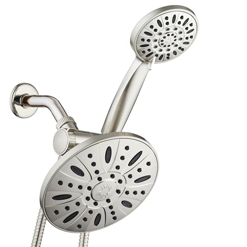 AquaDance 7" Premium High Pressure 3-way Rain & Handheld Shower Head Combo | Enjoy Luxury 7-inch Showerhead & 6-mode Hand Shower Separately or Together! Premium Stainless Steel Hose - Nickel - color: Satin Nickel, size: 2.5 Gallons Per Minute