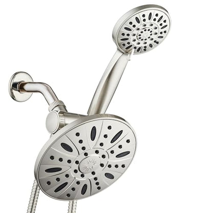 AquaDance 7" Premium High Pressure 3-way Rain & Handheld Shower Head Combo | Enjoy Luxury 7-inch Showerhead & 6-mode Hand Shower Separately or Together! Premium Stainless Steel Hose - Nickel - color: Satin Nickel, size: 2.5 Gallons Per Minute