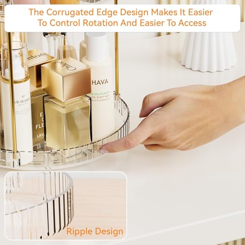 Acrylic 360 Rotating Makeup Organizer and Perfume Organizer,2 Tier Make Up Holder and Acrylic Skincare Organizers for Countertop,Vanity,Bathroom,Clear Spinning Beauty Organizer for Face Product - size: 2 Tier