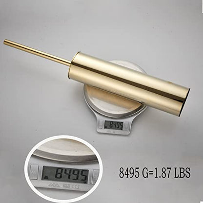 Freestanding Luxury Toilet Brush 304 Stainless Steel Toilet Brush and Holder 19-Inches Tall Round Rust Resistant Anti-Odor and Easy to Clean with Polished Gold Finished - color: 19-inch Round High Polished Gold
