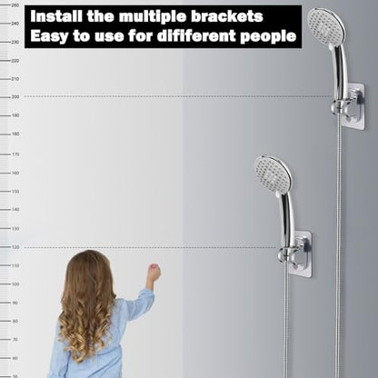 NearMoon Self Adhesive Shower Head Holder-Adjustable Handheld Shower Holder NO Drilling Wall Mount Waterproof (1 Pack, Chrome Finish) - style: Chrome Finish