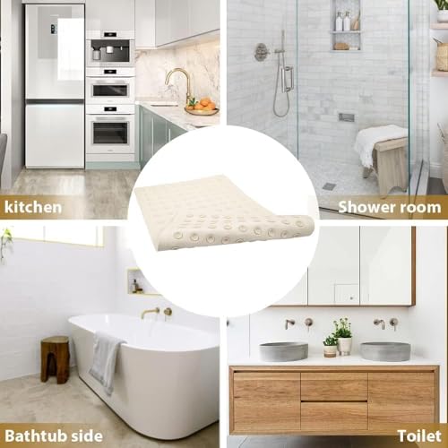 Bathtub Mat Non-Slip Soft Rubber Bathtub Mat, Shower Mat with Strong Suction Cups and Soft Bubbles for Tubs and Showers Bathroom (16''x28'') - color: Beige White (Yellowish)-bubbles, size: 27.6" x 15.8" (Rectangular)