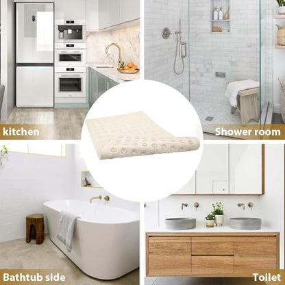 Bathtub Mat Non-Slip Soft Rubber Bathtub Mat, Shower Mat with Strong Suction Cups and Soft Bubbles for Tubs and Showers Bathroom (16''x28'') - color: Beige White (Yellowish)-bubbles, size: 27.6" x 15.8" (Rectangular)