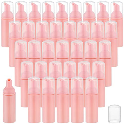 GliSun 36 Pcs Foam Pump Bottle 2oz Empty Refillable Travel Dispenser | for Hand Soap, Lash Shampoo, Body Wash, Dish Soap, Cleaning, Cosmetics, Travel Size, BPA-Free, Refillable - color: Pink
