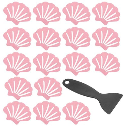PATIKIL 30 Pcs Non Slip Bathtub Stickers, Anti Slip Shower Stickers with Scraper Bathroom Shower Floor Decals Sea Shell Shape Cute Treads Tubs, Pink - color: Pink