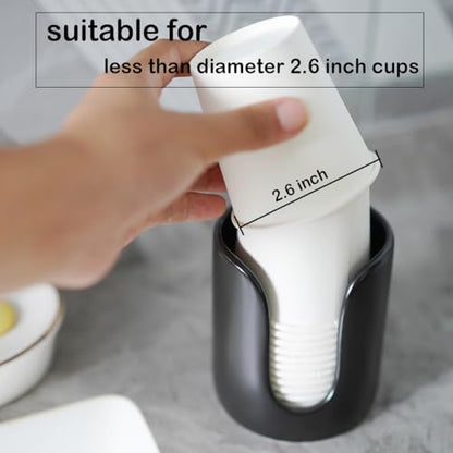Ceramic Bathroom Cup Dispenser, 3 oz 4 oz Disposable Cups Holder, Small Mouthwash Cup Dispenser (Black) - color: Black