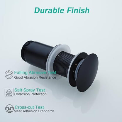 Matte Black Bathroom Sink Drain,Pop-up Drain with Detachable Basket Stopper,Anti-Clogging Drain Strainer,Hair Catcher,for Vanity Vessel Sink Without Overflow,SE83997PB-MB - color: Matte Black(without Overflow)