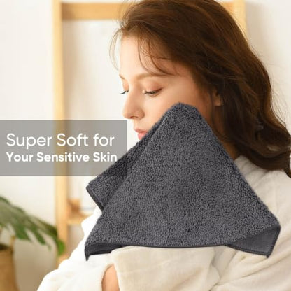 HOMEXCEL Microfiber Washcloths 12 Pack, Highly Absorbent and Soft Face Towel, Multi-Purpose Grey Wash Cloths for Bathroom, Hotel, Spa, Gym, and Kitchen, 12x12 Inch - color: Grey