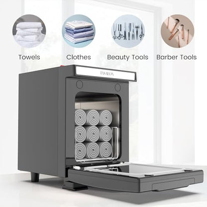 TASALON 5L Hot Towel Warmer Cabinet, Aluminum Inner Chamber - Black | Removable tray, fast heating, compact 5L size, ideal for spa, salon, esthetician & massage use, black finish - color: Black