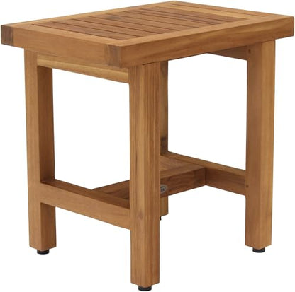 Patented 18" Spa Lotus Teak Shower Bench - A. Bench | Durable, Water-Resistant Teak, Shower Chair & Shaving Foot Rest, Indoor/Outdoor Use - size: A. Bench