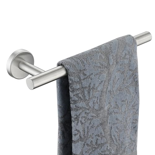 JQK Hand Towel Holder Towel Ring, 10 Inch Thicken 0.8mm 304 Stainless Steel Bathroom Hand Towel Bar, 9 Inch Useable Length Wall Mount Towel Rack Hanger, Brushed Steel, THH110L9-BN - color: Brushed Steel