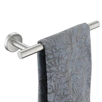 JQK Hand Towel Holder Towel Ring, 10 Inch Thicken 0.8mm 304 Stainless Steel Bathroom Hand Towel Bar, 9 Inch Useable Length Wall Mount Towel Rack Hanger, Brushed Steel, THH110L9-BN - color: Brushed Steel