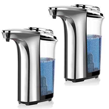 PZOTRUF Automatic Soap Dispenser, Touchless Dish Soap Dispenser 17oz/500ml with Upgraded Infrared Sensor, 5 Adjustable Soap Dispensing Levels, Liquid Hand Dispenser for Bathroom (Silver Set) - color: Silver Set