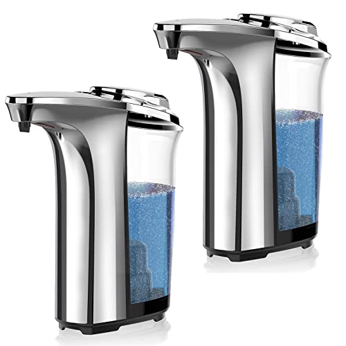 Automatic Soap Dispenser, 17oz Touchless Liquid Dish Soap Dispenser Kitchen | 17OZ Large Capacity, 2 Pack, 5 Adjustable Soap Levels, Hand Dispenser for Bathroom Kitchen Sink, Battery Operated - color: Ash‑grey