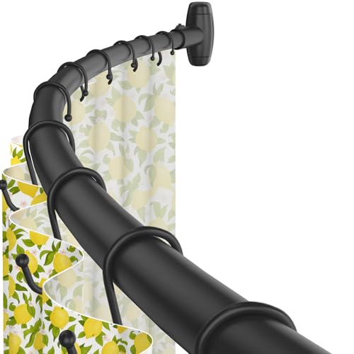 Curved Shower Curtain Rod 48-80 Inches Adjustable Round Shower Curtain Rods | Black,Stainless Steel,Rounded Bowed,More Shower Space,Need to Drill,Splicing,for Bathroom,Bathtub - color: Black, size: 72 inch