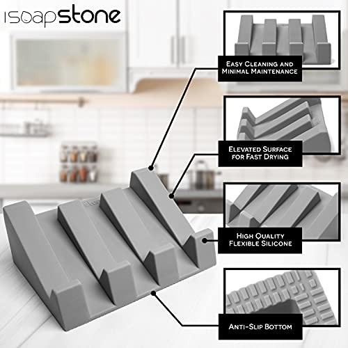 Silicone Soap Dish (USA Patented) Self Draining Bar Soap Holder for Shower Bathroom Sink, Drying Soap Dish Tray Kitchen Sponge Holder Easy Cleaning Soap Saver Mat (Light Grey, 2) - color: Light Grey, 2