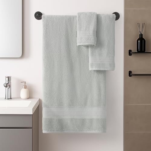 REDKISS 8 Piece Grey Towels Set - 100% Cotton Towels Set with 2 Large Bath Towels, 2 Hand, 4 Washcloths, 600 GSM Highly Absorbent Bath Towel Sets, Gray Quick Dry Shower Towel for Family Gym - color: Gray