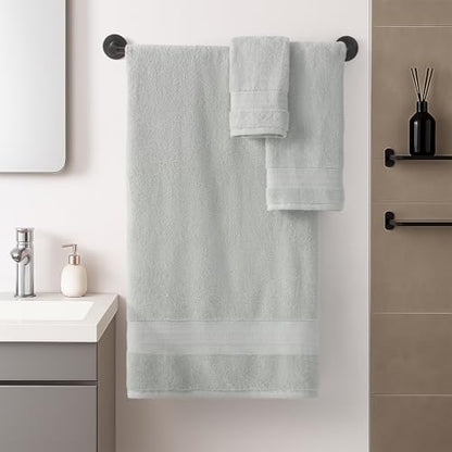 REDKISS 8 Piece Grey Towels Set - 100% Cotton Towels Set with 2 Large Bath Towels, 2 Hand, 4 Washcloths, 600 GSM Highly Absorbent Bath Towel Sets, Gray Quick Dry Shower Towel for Family Gym - color: Gray