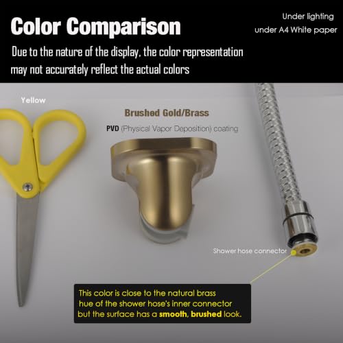 Handle held Shower Head Holder Wall Mount -Adjustable in 5 Positions - Dual Mount Option (Screw/Adhesive) - Brushed Gold - color: Brushed Gold