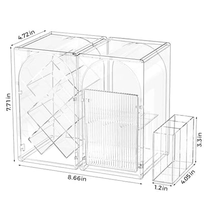 INVSSENE Stackable Makeup Organizer Countertop, Storage Perfume Skincare Cosmetic Lipstick Face Mask Makeup Brush Palettes, Ideal for Vanity Bathroom Counter - color: 3513 Clear