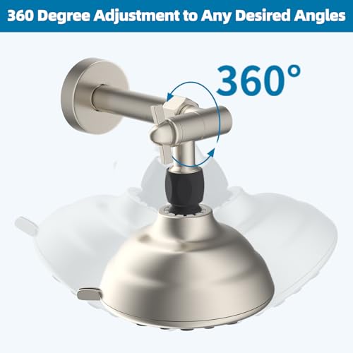 Hibbent All Metal Shower Head Elbow Adapter, 360 ° Adjustable Swivel Brass Shower Head Adapter, Stainless Steel Shower Arm Extension for Fixed and Rain Showerhead, Wall Mounted, Brushed Nickel - color: Brushed Nickel