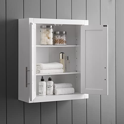 Crosley Furniture Savannah 2-Piece Wall Kitchen Storage Cabinet, Cabinets for Laundry, Bathroom, White - color: White, style: 2-Piece Bathroom Cabinet